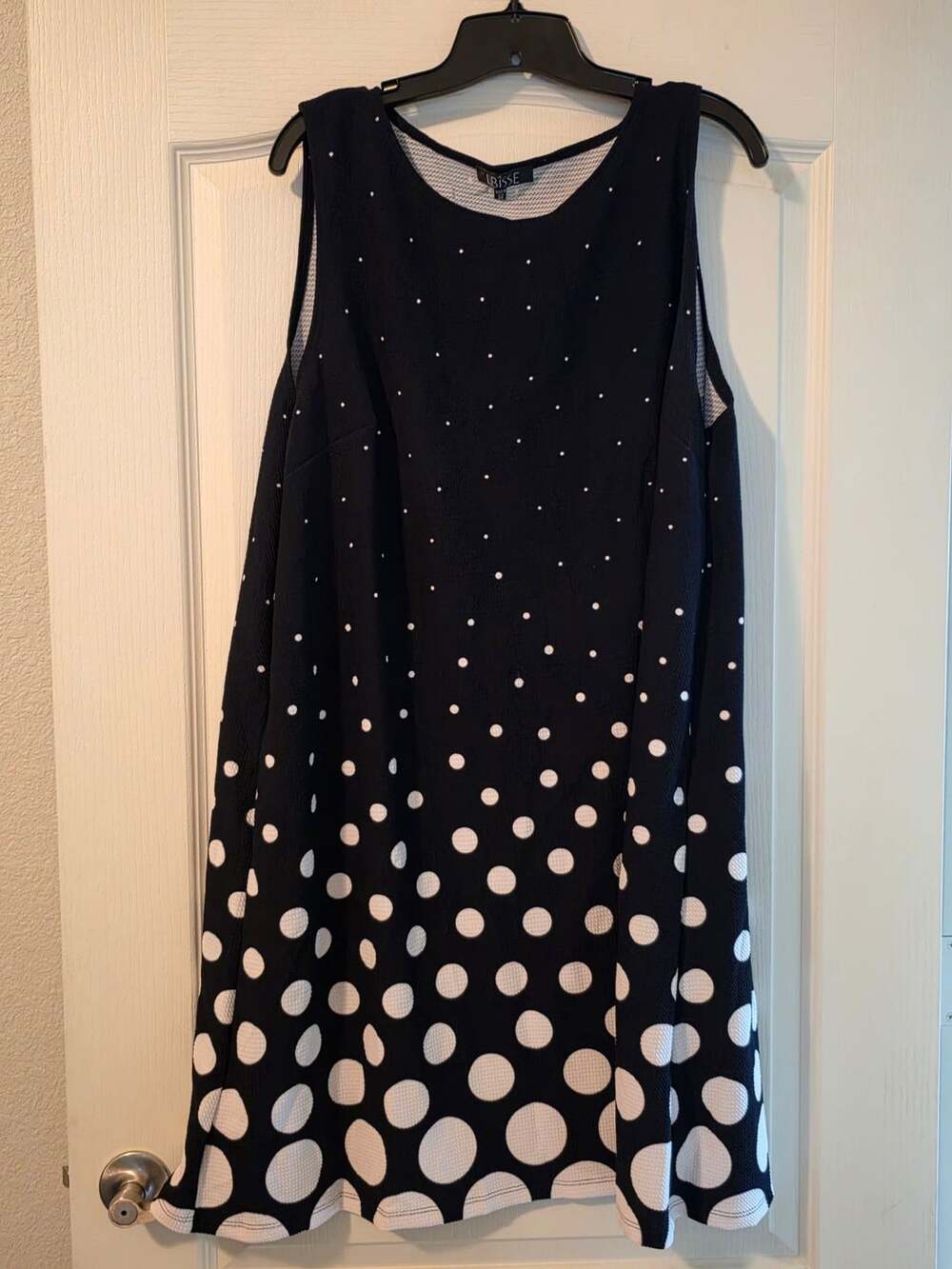 LBisse Polka Dot Dress Size 3X Black White Sleeveless Ombre Swing Midi
